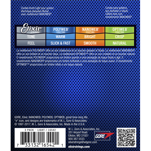 Elixir Nanoweb 3 PACK 16542 10-46 Light